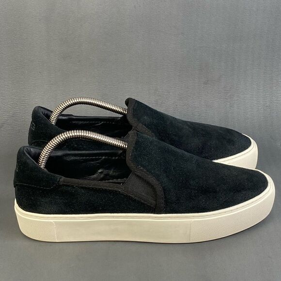 UGG Women's  Abies Perforated Black Suede Slip On Platform Sneaker Shoe 8.5 - Picture 1 of 8